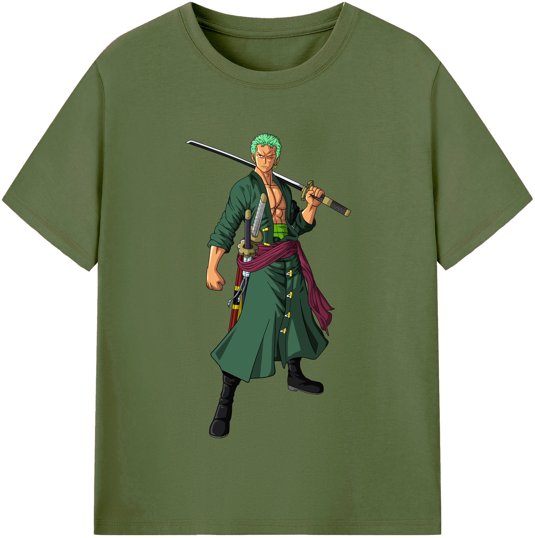 ワンピース ロロノア・ゾロ ONE PIECE Roronoa Zoro 綿100％半袖Tシャツ（フロントプリント）